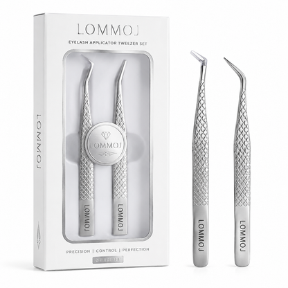 LOMMOJ Professional 45 Degree Angle Lash Tweezers for Eyelash Extensions