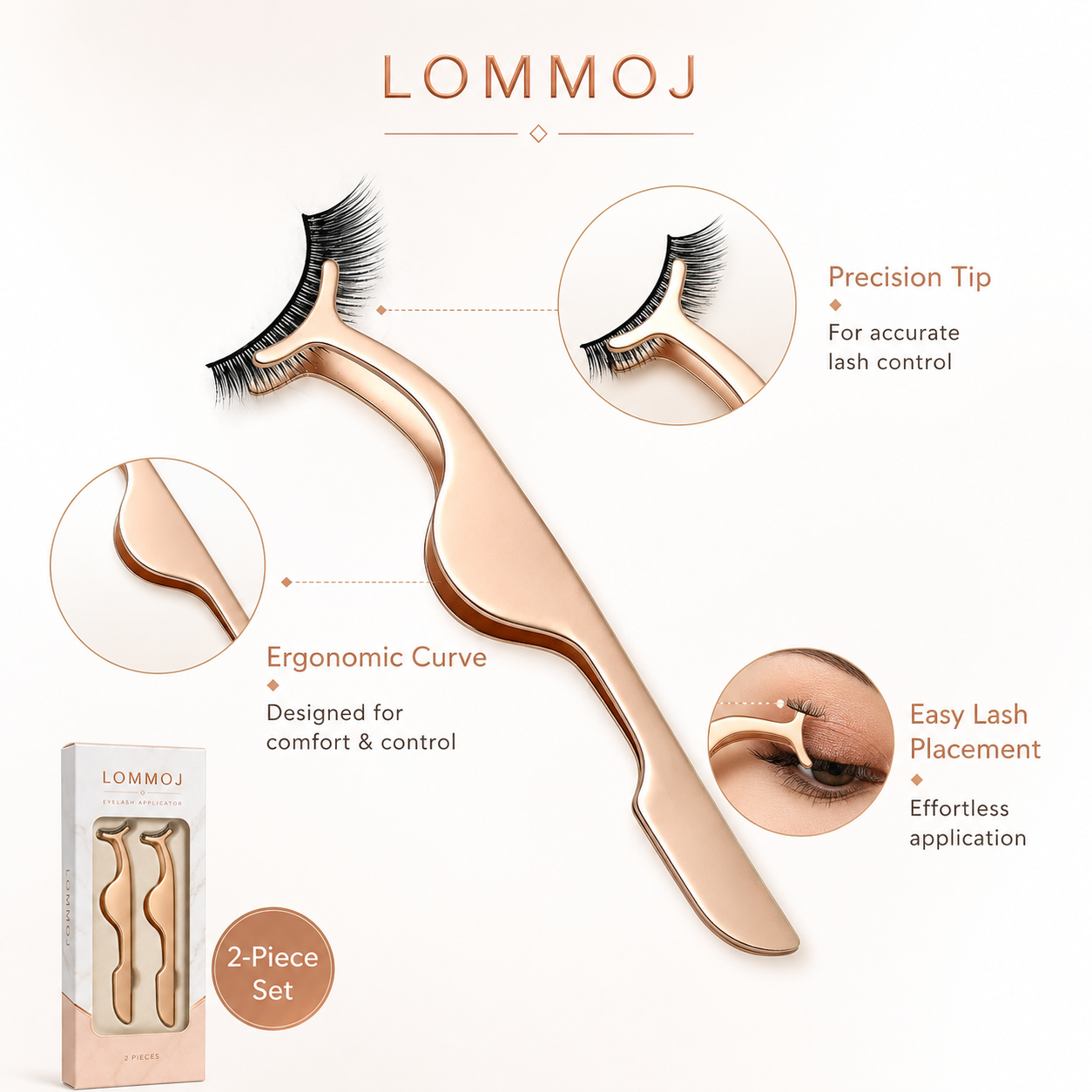 LOMMOJ Eyelash Applicator for False Eyelashes & Lash Extensions