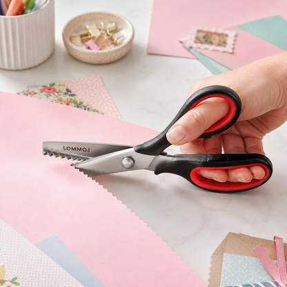 LOMMOJ Pinking Shears, 9” Zig Zag Scissors for Fabric