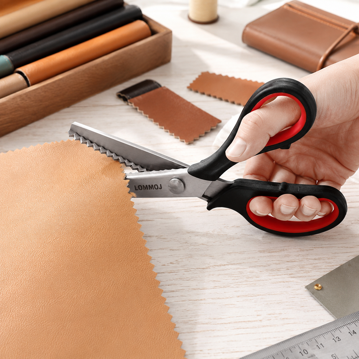 LOMMOJ Pinking Shears, 9” Zig Zag Scissors for Fabric