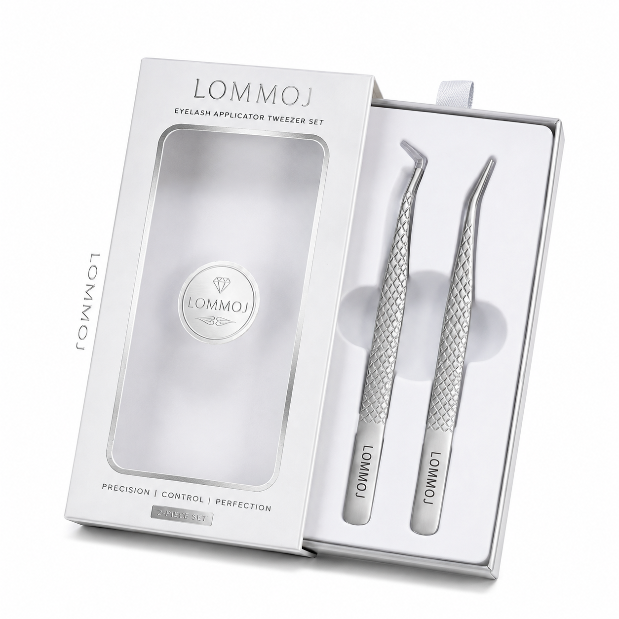 LOMMOJ Professional 45 Degree Angle Lash Tweezers for Eyelash Extensions