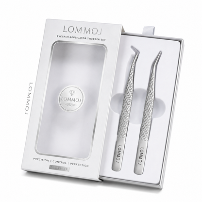 LOMMOJ Professional 45 Degree Angle Lash Tweezers for Eyelash Extensions