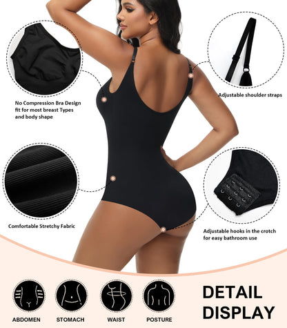 HOGHOW Bodysuit for Women Tummy Control Shapewear Body Shaper Seamless Spaghetti Strap Leotards