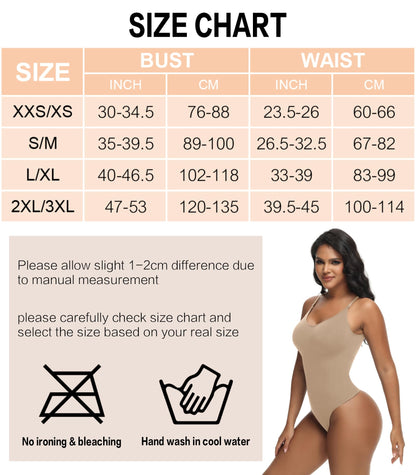 HOGHOW Bodysuit for Women Tummy Control Shapewear Body Shaper Seamless Spaghetti Strap Leotards