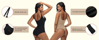 HOGHOW Bodysuit for Women Tummy Control Shapewear Body Shaper Seamless Spaghetti Strap Leotards