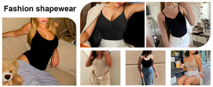 HOGHOW Bodysuit for Women Tummy Control Shapewear Body Shaper Seamless Spaghetti Strap Leotards