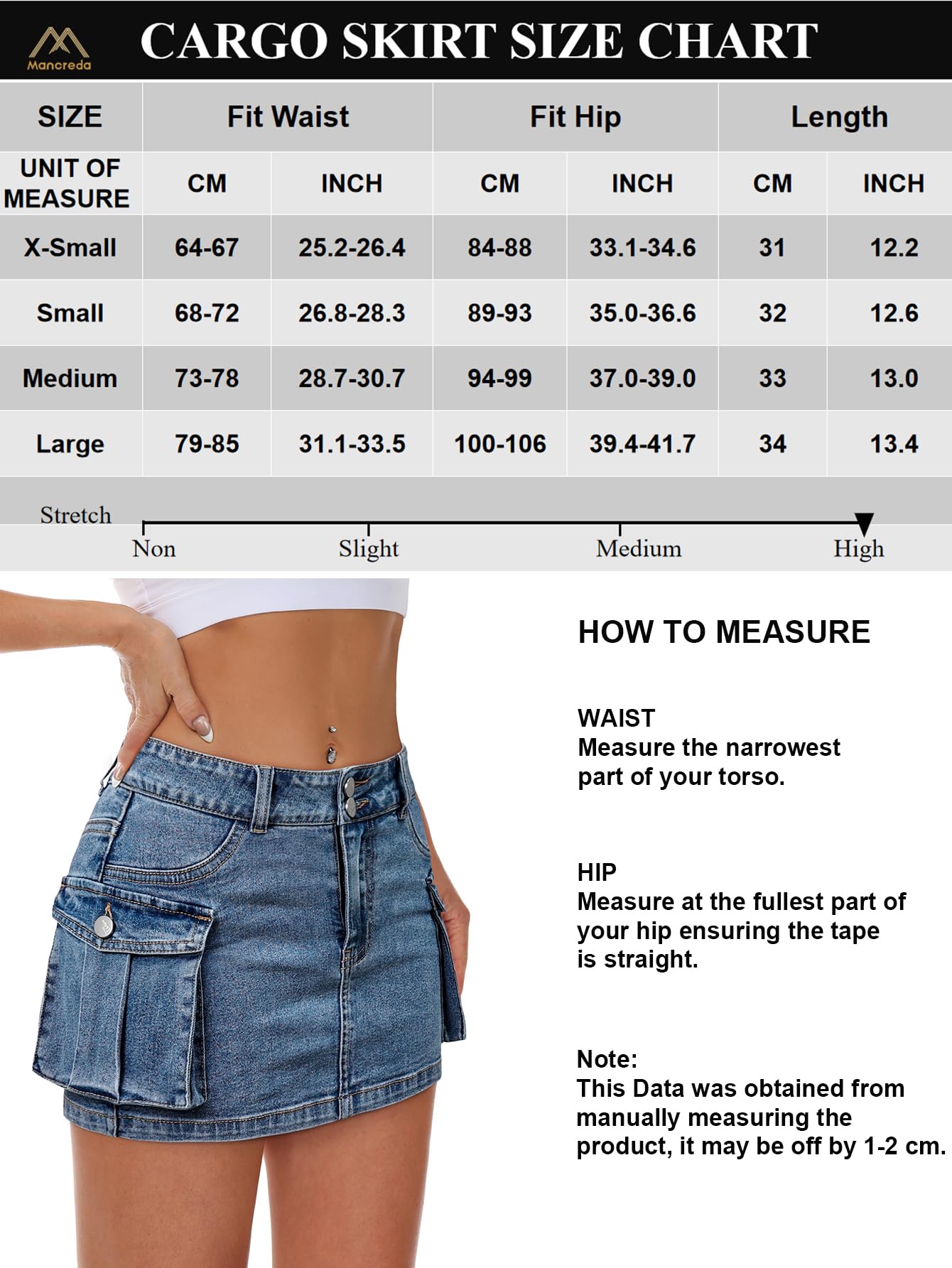 HOGHOW Women Denim Cargo Skirt Mini Low Waist Button Bodycon Y2K Flap Pockets Skirts
