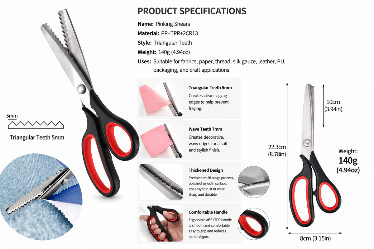 LOMMOJ Pinking Shears, 9” Zig Zag Scissors for Fabric
